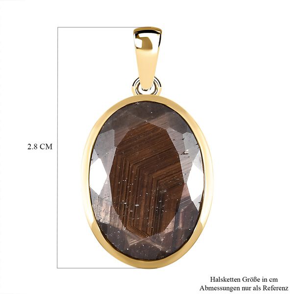 Schokoladen Saphir Anh&auml;nger, 925 Silber Gelbgold Vermeil ca. 15.38 ct image number 6