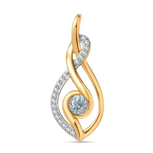 AA Blauer Zirkon, Weißer Zirkon Anhänger 925 Silber 750 Gelbgold Vermeil ca. 0,45 ct. image number 0