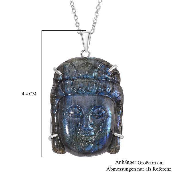 Labradorit Anh&auml;nger mit Kette ca. 50cm, 925 Silber rhodiniert ca. 59.00 ct image number 6