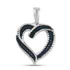 Blauer Diamant Herz Anhänger 925 Silber platiniert