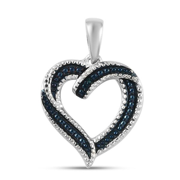 Blauer Diamant Herz Anhänger 925 Silber platiniert image number 0