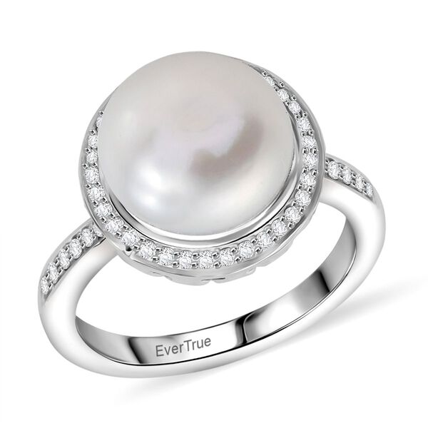 Süßwasser Perle (10.5-11 mm), Weißer Zirkon Ring Messing (Größe 17.00) image number 4