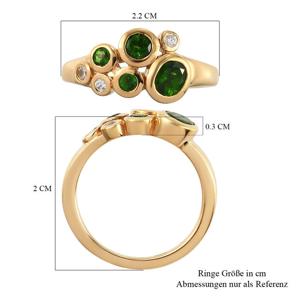 Natürlicher Chromdiopsid und Zirkon Ring 925 Silber vergoldet image number 7
