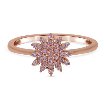 Nat&uuml;rlicher, rosa Diamant-Ring, 925 Silber Ros&eacute;gold Vermeil (Gr&ouml;&szlig;e 16.00) ca. 0.25 ct