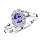 Tansanit und weißer Zirkon-Ring, 925 Silber platiniert, ca. 0,89 ct image number 3