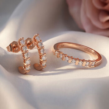 LUXURIANT SI-GH Labor Diamant Ring und Ohrringe, Ros&eacute;gold