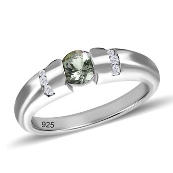 Gr&uuml;ner Tansanit und Zirkon-Ring - 0,73 ct.