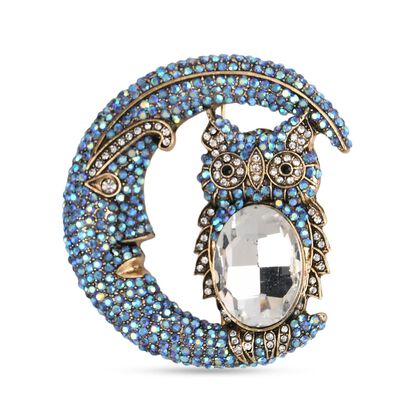 Mehrfarbiger Kristall Brosche Antikes Gold
