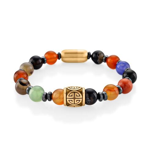 mehrfarbig Achat Armband ca. 19.75 cm Reiner Edelstahl ca. 137.00 ct image number 0