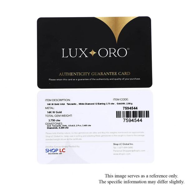 LUXORO zertifiziert und gepr&uuml;ft AAA Tansanit und Diamant Ohrringe in 585 Wei&szlig;gold- 3,75 ct. image number 6