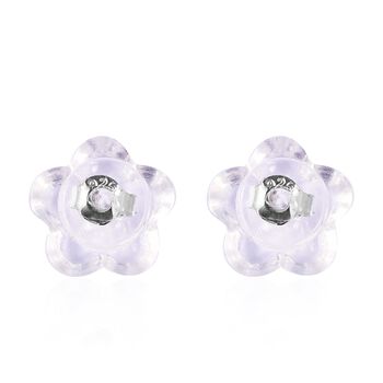 9 Paar Ohrstopper Set, 925 Silber Kern mit Silikon Bl&uuml;te, rhodiniert vergoldet ros&eacute;vergoldet