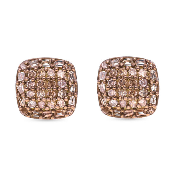 Nat&uuml;rliche Champagner Diamant Ohrringe, 925 Silber Ros&eacute;gold Vermeil, ca. 0.33 ct
