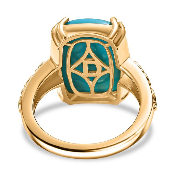 D'Joy AA Sleeping Beauty Türkis, Weißer Diamant Ring 925 Silber 750 Gelbgold Vermeil (Größe 17.00) ca. 7.06 ct image number 6