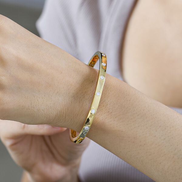 Moissanit Armreif, 19cm, 925 Silber mit Gelbgold Vermeil - 0,86 ct. image number 3