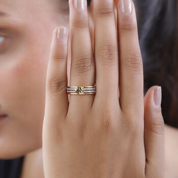 AA nat&uuml;rlicher, goldener Tansanit und Zirkon-Ring - 1,11 ct.