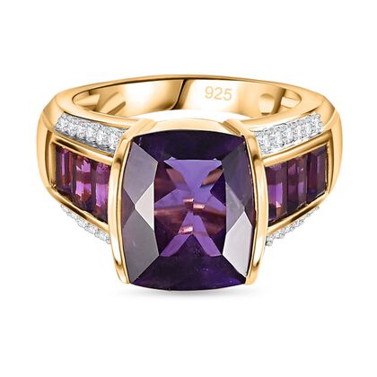 Afrikanischer Amethyst Ring, 925 Silber Gelbgold Vermeil, (Gr&ouml;&szlig;e 18.00) ca. 6.81 ct