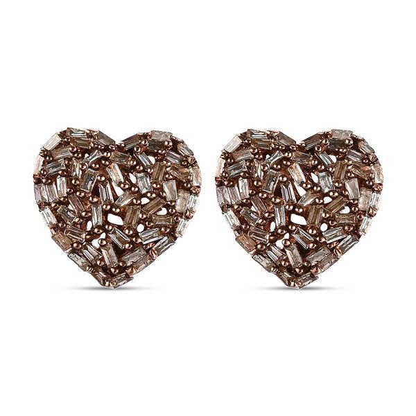 GP Heart Kollektion - Nat&uuml;rliche Champagner-Diamant und blaue Saphir-Cluster-Ohrstecker in Silber mit Ros&eacute;gold Vermeil - 0,50 ct.