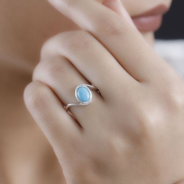 AA amerikanischer, natürlicher Sleeping Beauty Türkis-Ring, 925 Silber platiniert - 1,19 ct. image number 3