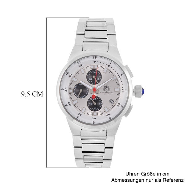 WILLIAM HUNT- Uhr mit japanischem Uhrwerk und Kettenamband, Weiß image number 8