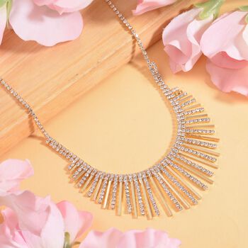 Wei&szlig;er Kristall Halskette, ca. 40.5 cm, goldfarben