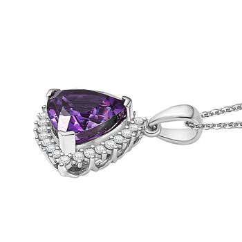 AAA Lab Grown Lila Saphir, Lab Grown Diamant Schmuckset 417 Gold, 417 Gold Wei&szlig;gold Vergoldet ca. 3.87 ct