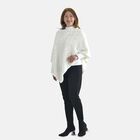 Kunstpelz-Poncho mit Blattmuster, 85x100cm, Weiß