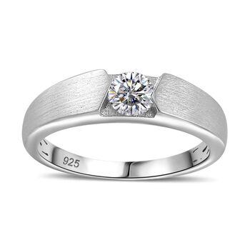 Moissanit Ring, 925 Silber rhodiniert (Gr&ouml;&szlig;e 18.00) ca. 0.45 ct