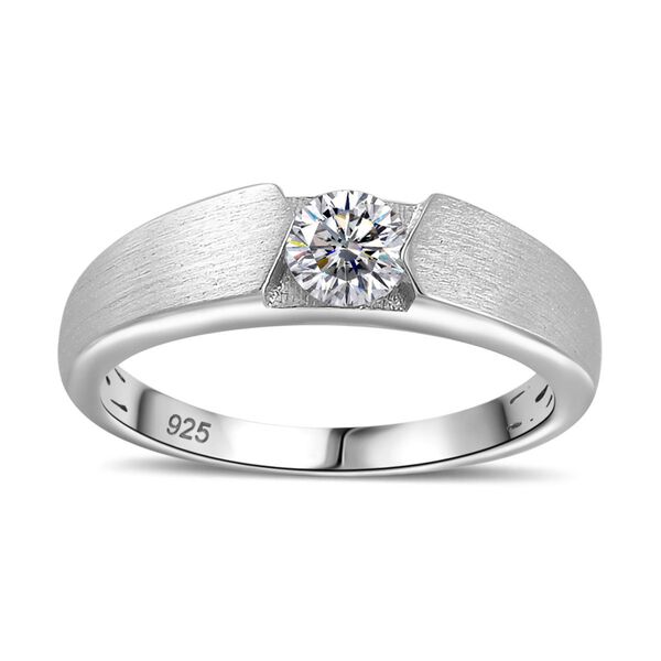 Moissanit Ring, 925 Silber rhodiniert (Gr&ouml;&szlig;e 18.00) ca. 0.45 ct image number 4