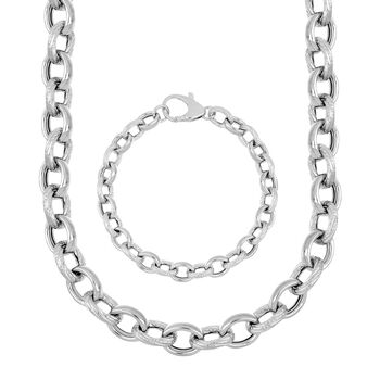 Rolo 19cm Armband und 50cm Halskette in 925 Silber