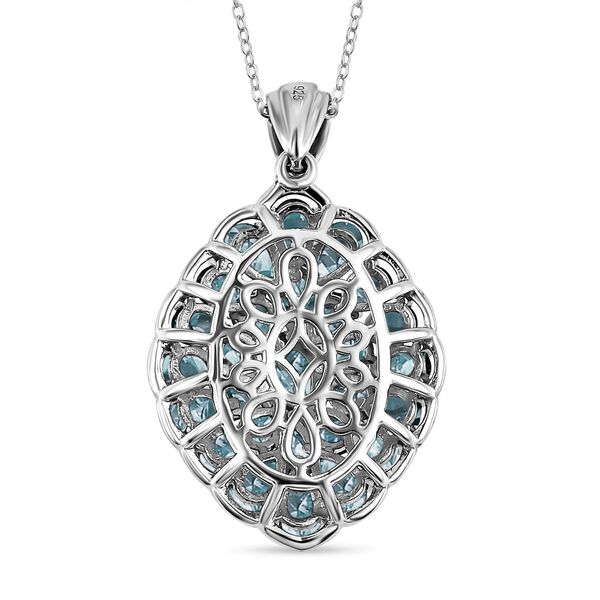 Himmelblauer Topas Anh&auml;nger mit Kette, ca. 50 cm, 925 Silber platiniert, ca. 6.14 ct image number 5