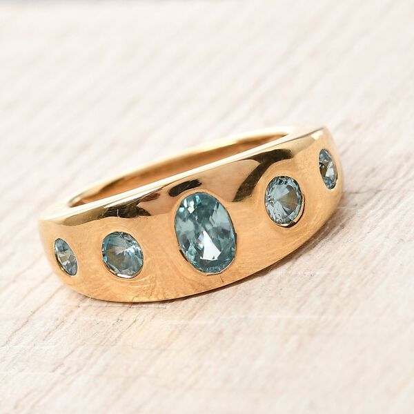 Kambodschanischer blauer Zirkon-Ring, 925 Silber vergoldet  ca. 1,58 ct image number 2