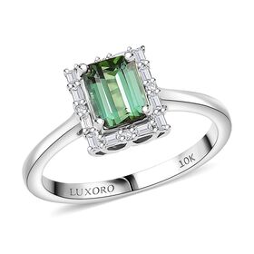 LUXORO AAA Pirineu Lagoon Tourmaline, Wei&szlig;er Diamant Ring 417 Gold (Gr&ouml;&szlig;e 20.00) ca. 1,37 ct