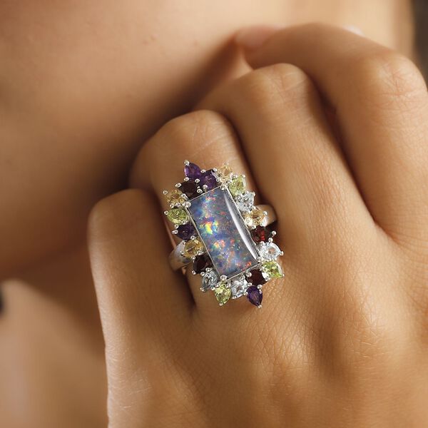 Boulder Opal Triplett und Multi-Edelstein-Ring - 8,03 ct. image number 3