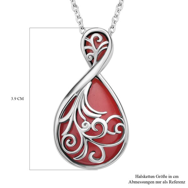 Roter Achat Anh&auml;nger mit Kette, Edelstahl ca. 20.00 ct image number 5