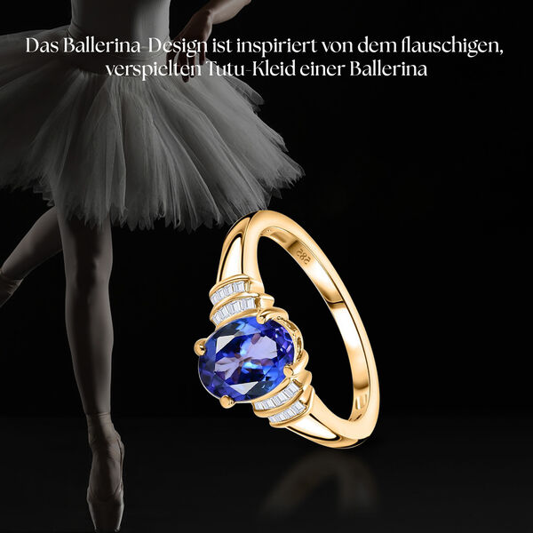 AA Tansanit und I2-I3 Diamant Ballerina Ring in 585 Gold - 1,78 ct. image number 2