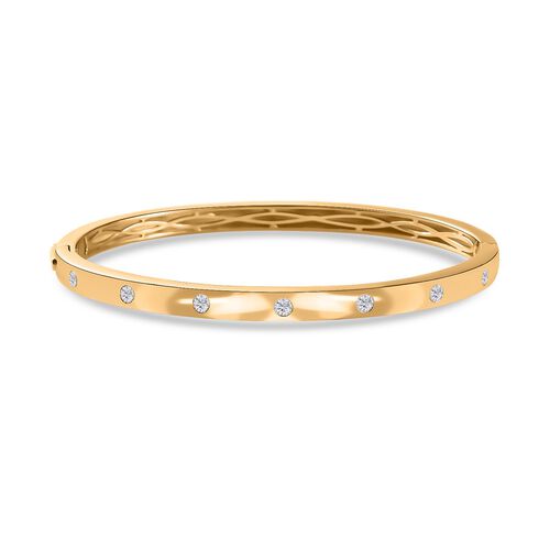 Moissanit Armreif ca. 19 cm 925 Silber Gelbgold Vermeil ca. 0,86 ct.