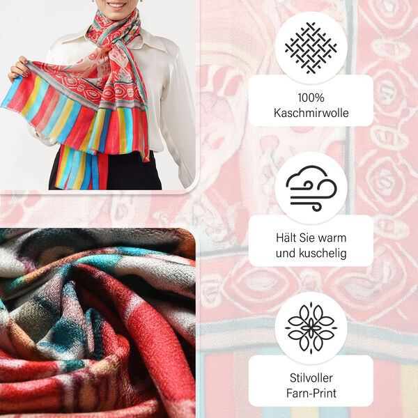 LA MAREY Schal aus 100% Premium-Kaschmir mit Digitaldruck, 70x200 cm, mehrfarbig image number 3