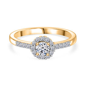 LUXURIANT DIAMOND - Lab Grown Diamant SI-GH Ring 925 Silber 750 Gelbgold Vermeil (Größe 17.00) ca. 0.50 ct