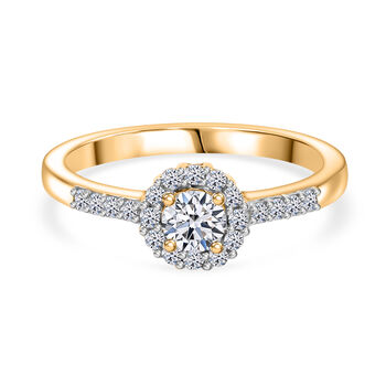 LUXURIANT SI-GH Labor Diamant Ring, 925 Silber 750 Gelbgold Vermeil - 0,50 ct.