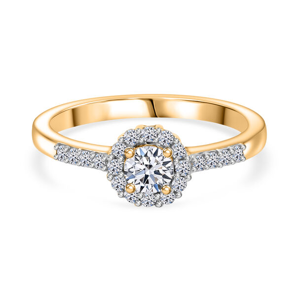 LUXURIANT SI-GH Labor Diamant Ring, 925 Silber 750 Gelbgold Vermeil - 0,50 ct.
