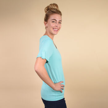 Damen kurzes &Auml;rmel T-Shirt, Hellblau