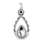 Weißer Büffel, Schwarzer Spinell Anhänger 925 Silber platiniert ca. 1.64 ct