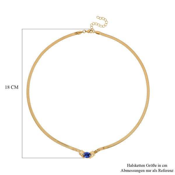 2-teiliges Schmuckset, Halskette und Armband mit Blauer Kristallen, 316L Edelstahl und goldfarben image number 5