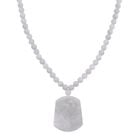 D'Joy Weiße Jade Halskette ca. 50 cm 925 Silber rhodiniert ca. 400,00 ct.