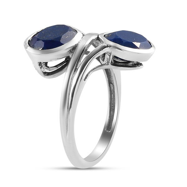 Lapislazuli Bypass Ring 925 Sliber Platin-&Uuml;berzug image number 5