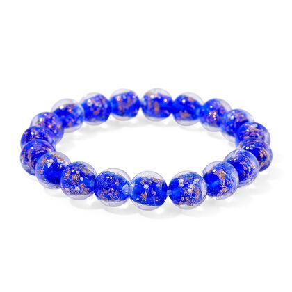 Blaues Murano-Stil Glas Armband, flexibel
