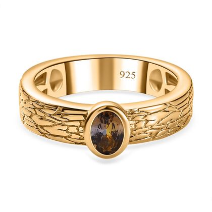 AA Nat&uuml;rlicher goldener Tansanit Ring, 925 Silber Gelbgold Vermeil (Gr&ouml;&szlig;e 20.00) ca. 0.44 ct