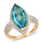 Pfau Triplett Quarz und Zirkon Ring 925 Silber vergoldet image number 3