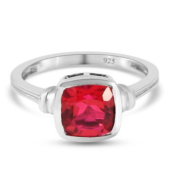 Rubelit-Triplett-Quarz Ring 925 Silber platiniert (Gr&ouml;&szlig;e 16.00) ca. 1,68 ct