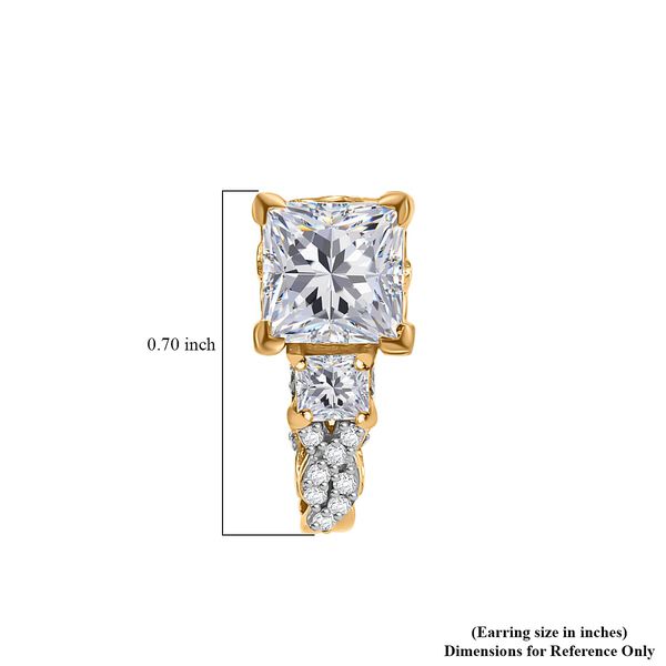 Moissanit Ohrringe, 925 Silber 750 Gelbgold Vermeil - 3,85 ct. image number 5